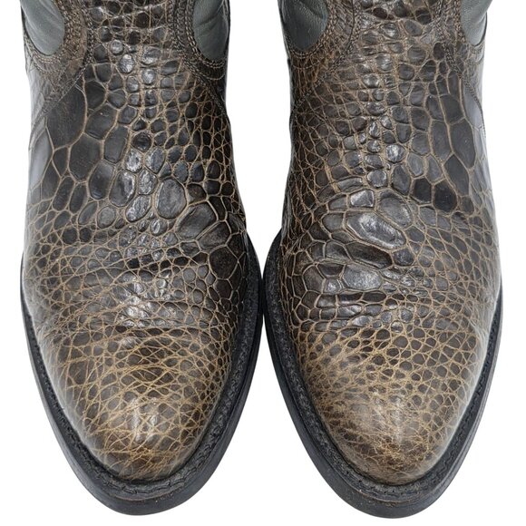 Rare 11.5D Vintage Montana Exotic 1970s Alligator Grey Brown Cowboy Boot Western - Picture 2 of 16